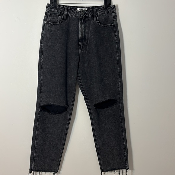 Vigold Denim Billie 90s Jean Women Size 9 Black Wash Distressed Ripped Raw Hem - Picture 10 of 10